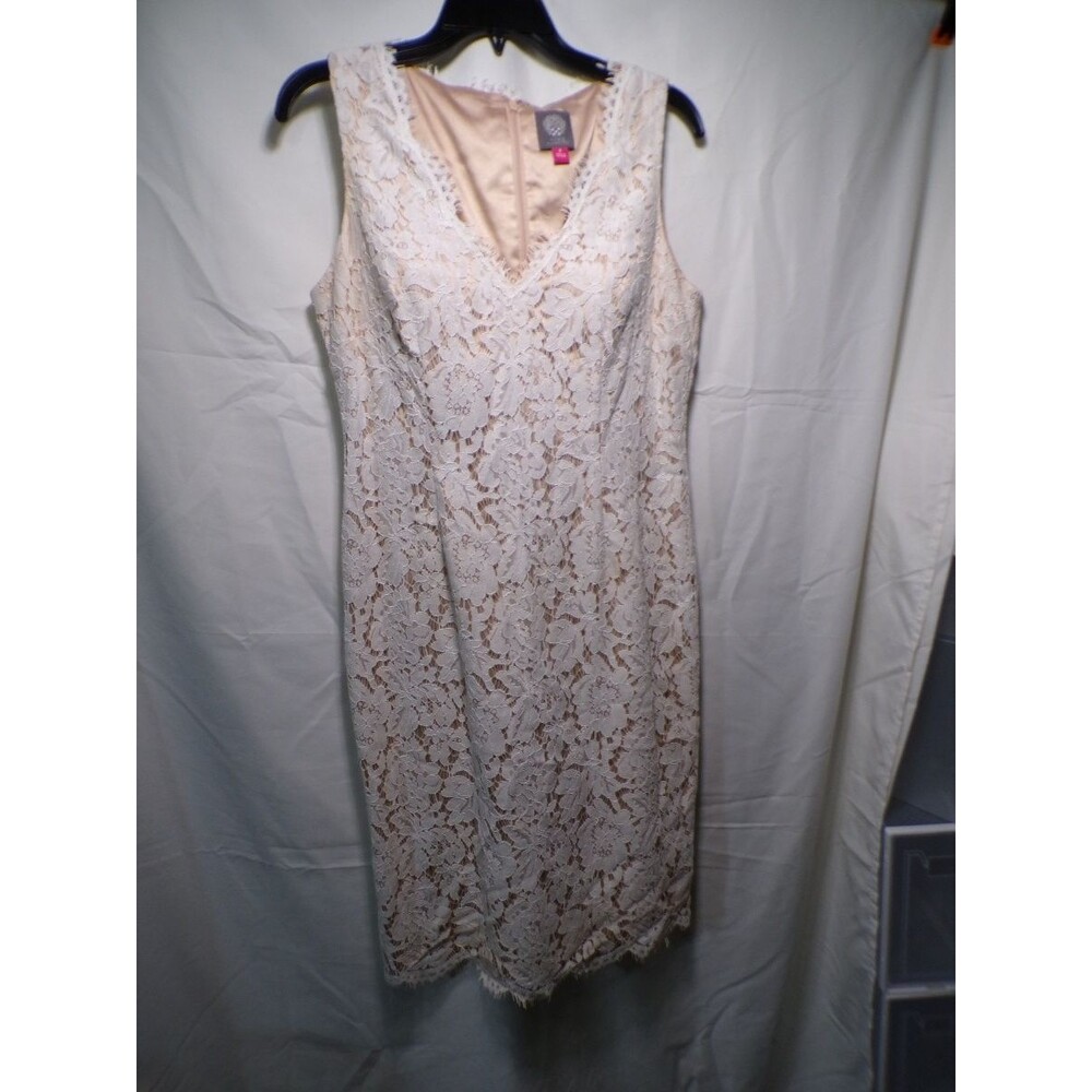 Vince Camuto Women's Size 8 Ivory Floral Lace Sheath Dress Sleeveless